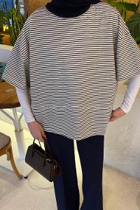 Lamelif Çizgili T-shirt Ekru