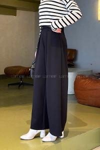 Lamelif Dökümlü Palazzo Pantolon Siyah