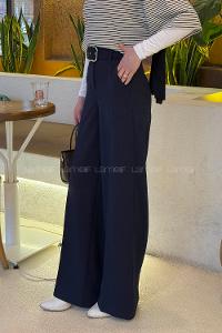 Lamelif Kemerli Palazzo Pantolon Lacivert