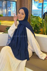Midnight Blue Cotton Fabric Straight Shawl