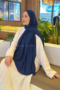 Midnight Blue Cotton Fabric Straight Shawl