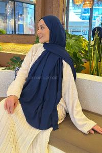 Midnight Blue Cotton Fabric Straight Shawl