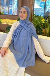 Sky Blue Cotton Fabric Straight Shawl