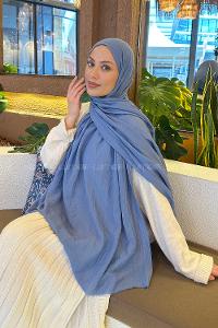 Sky Blue Cotton Fabric Straight Shawl