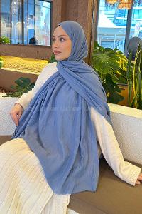 Sky Blue Cotton Fabric Straight Shawl