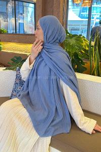 Sky Blue Cotton Fabric Straight Shawl