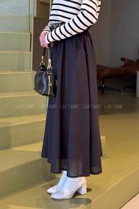 Black Cotton Flare Skirt