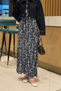 Lamelif Dijital Kraş Etek İndigo