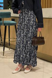 Lamelif Dijital Kraş Etek İndigo