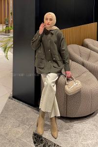Khaki Shirt Collar Long Arm Gabardin Jacket