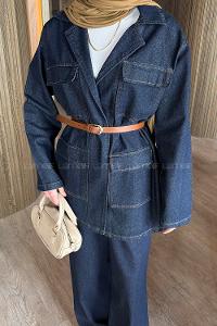 Denim Blue Jacket Collar Long Arm Denim Jacket