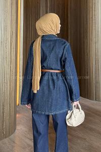 Denim Blue Jacket Collar Long Arm Denim Jacket