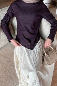 Lamelif Kot Bluz-Etek Takım Mor