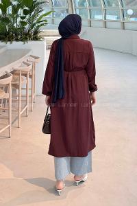 Lamelf Cupra Bağlama Detaylı Tunik Bordo