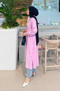 Candy Pink Shirt Collar Cupra Tunic