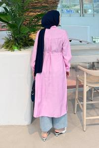 Candy Pink Shirt Collar Cupra Tunic