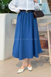 Indigo Cotton Flare Skirt