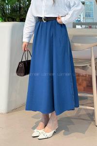 Indigo Cotton Flare Skirt