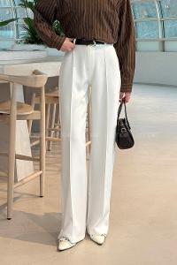 White Cotton Fabric High Waist Comfortable Pants