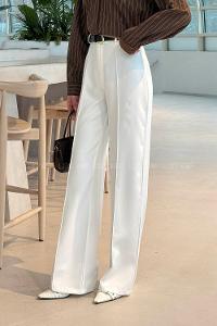 White Cotton Fabric High Waist Comfortable Pants