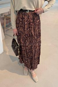 Lamelif Dijital Kraş Etek Camel