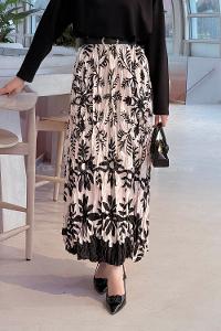 Lamelif Dijital Kraş Etek Kemik Siyah