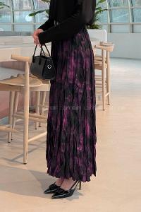 Lamelif Dijital Kraş Etek Mor