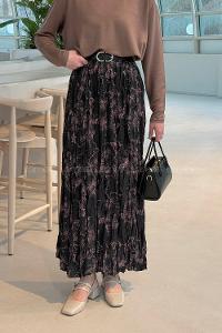 Lamelif Dijital Kraş Etek Siyah Kahverengi