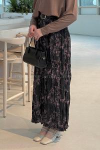 Lamelif Dijital Kraş Etek Siyah Kahverengi