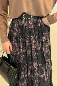 Lamelif Dijital Kraş Etek Siyah Kahverengi