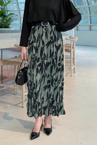 Lamelif Dijital Kraş Etek Siyah Yeşil