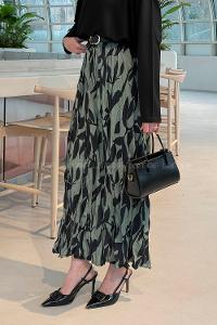 Lamelif Dijital Kraş Etek Siyah Yeşil