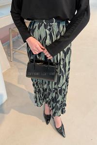 Lamelif Dijital Kraş Etek Siyah Yeşil