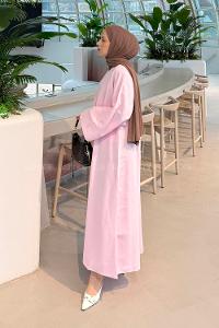 Lamelif Etekli Tesettür Takım Pembe
