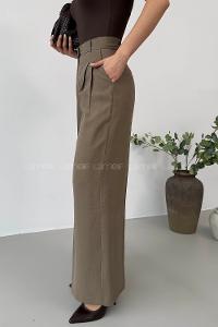 Lamelif Geniş Paça Palazzo Pantolon Haki
