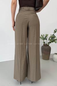 Lamelif Geniş Paça Palazzo Pantolon Haki