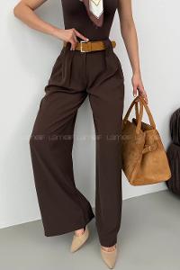 Lamelif Kemerli Salaş Pantolon Kahverengi