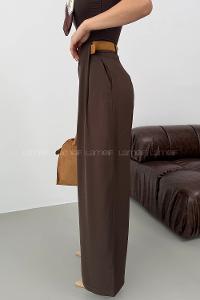 Lamelif Kemerli Salaş Pantolon Kahverengi