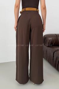 Lamelif Kemerli Salaş Pantolon Kahverengi