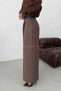 Lamelif Krep Palazzo Pantolon Kahverengi