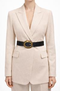 Lamelif Oval Tokalı Krem Suni Deri Kadın Kemer – Vintage Seri