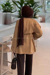 Lamelif Yırtmaç Detaylı Sweat Soft Kahve