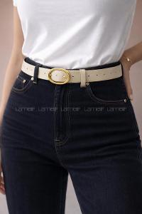 Lamelif Liora Silver Oval Tokalı Siyah Suni Deri Kadın Kemer