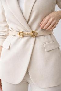 Lamelif Massi Çif Tokalı Kemer Krem Gold