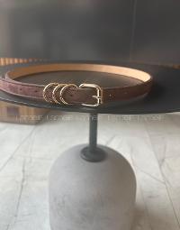 Lamelif Noir Nubuk Gold Halka Tokalı Kadın Kemer