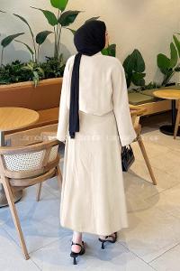 Lamelif Gömlek-Etek Tesettür Takım Bej