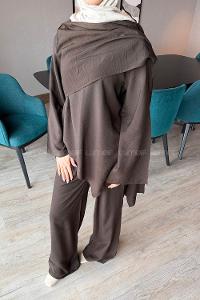 Lamelif Atkılı Modal İkili Takım Koyu Kahverengi