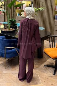 Lamelif Atkılı Modal İkili Takım Mürdüm