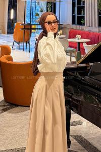 White Shirt Collar Long Arm Viscose Fabric Shirt