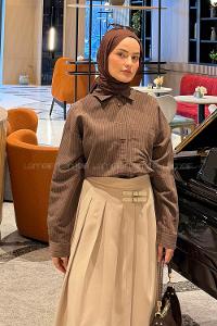 Bitter Brown Shirt Collar Long Arm Viscose Fabric Modal Shirt